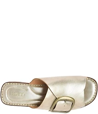 Born Bangle Leather Buckle Platform Slide Sandals