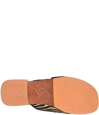 Born Bangle Raffia Zebra Print Buckle Platform Slide Sandals