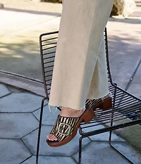 Born Bangle Raffia Zebra Print Buckle Platform Slide Sandals