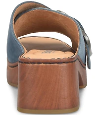 Born Bangle Suede Buckle Platform Slide Sandals