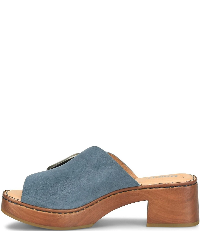 Born Bangle Suede Buckle Platform Slide Sandals