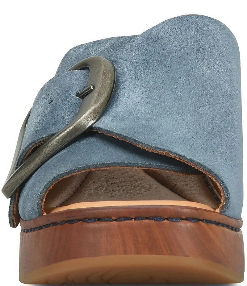 Born Bangle Suede Buckle Platform Slide Sandals