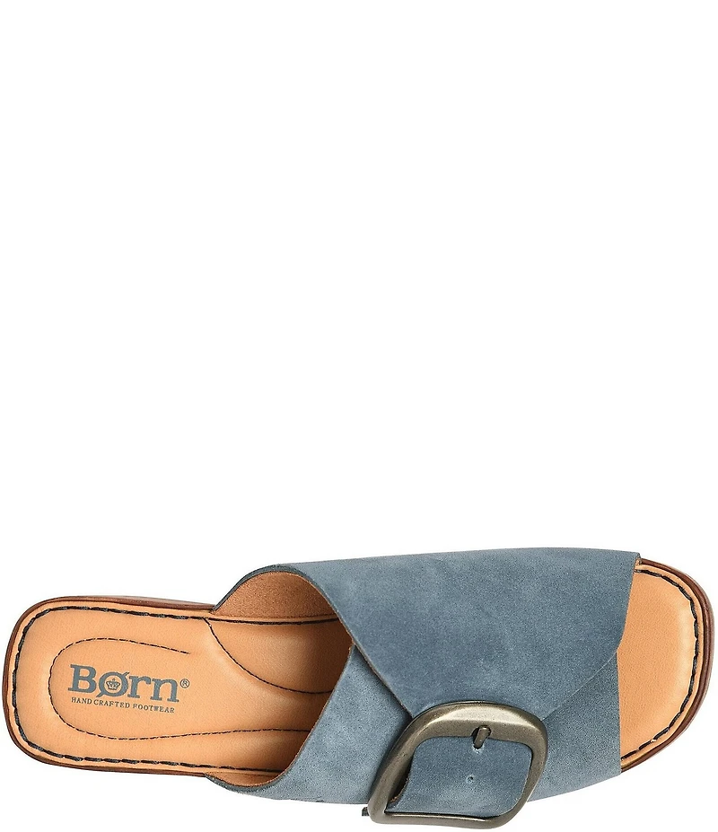 Born Bangle Suede Buckle Platform Slide Sandals