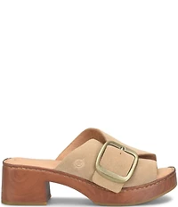 Born Bangle Suede Buckle Platform Slide Sandals