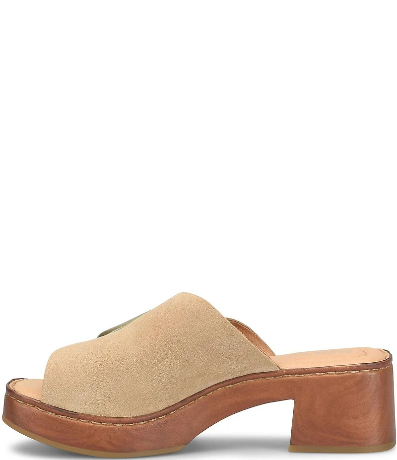Born Bangle Suede Buckle Platform Slide Sandals