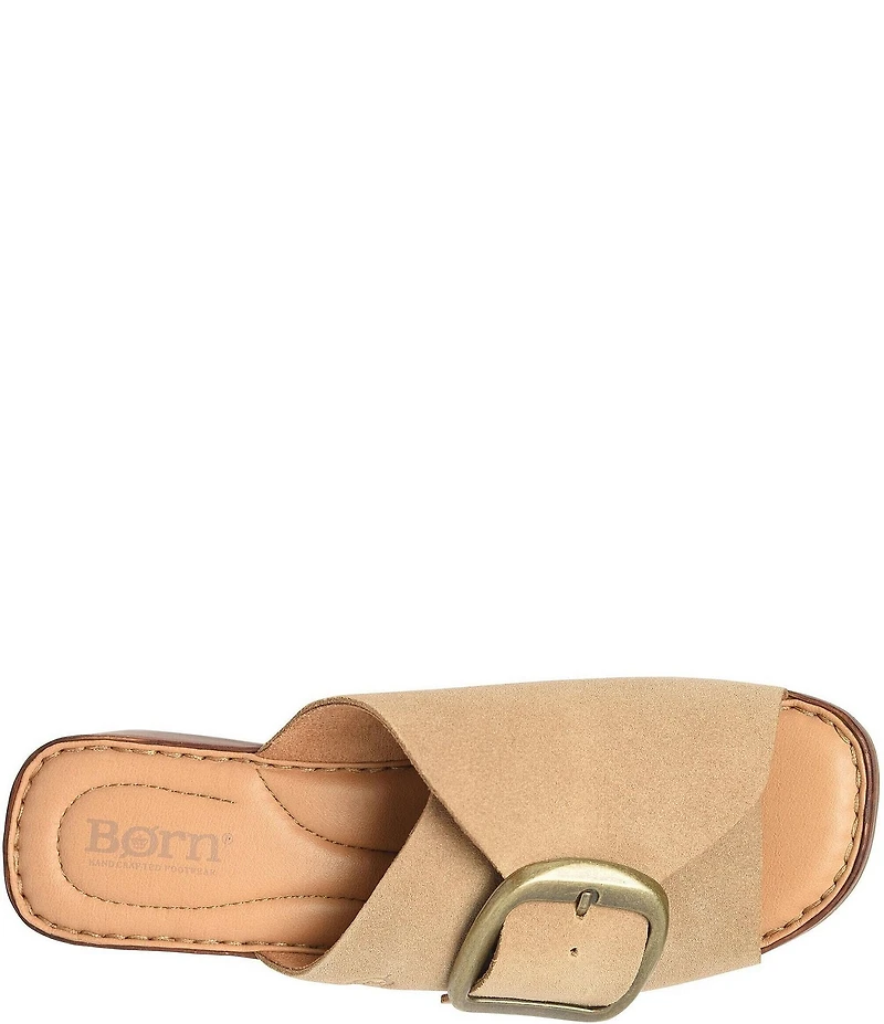 Born Bangle Suede Buckle Platform Slide Sandals