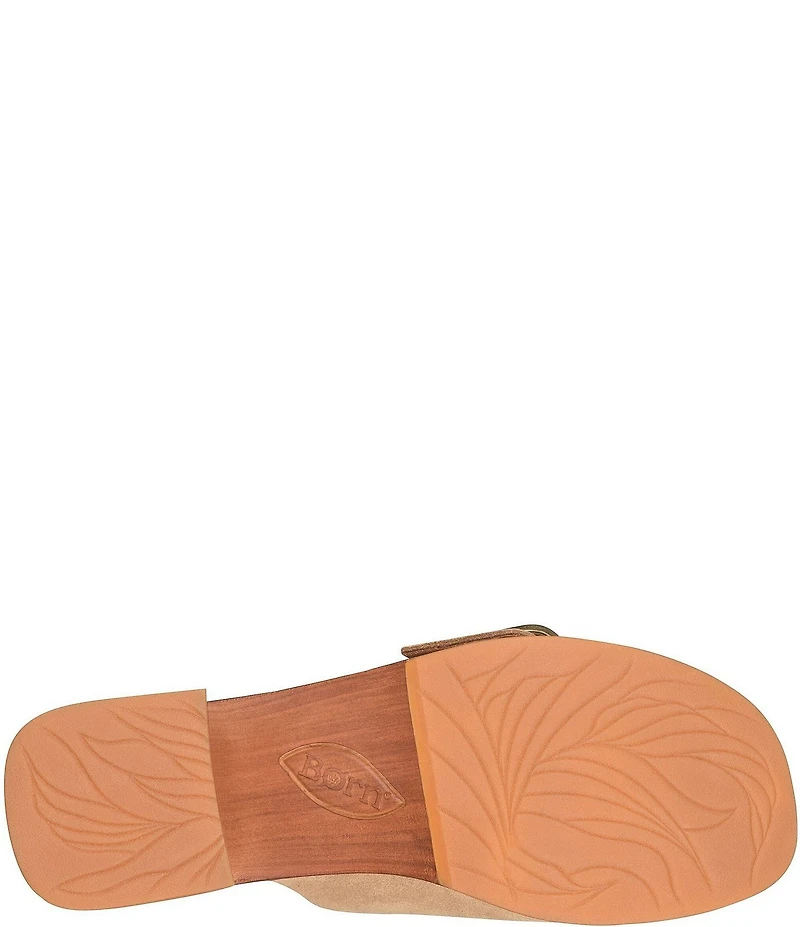 Born Bangle Suede Buckle Platform Slide Sandals