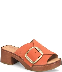 Born Bangle Suede Buckle Platform Slide Sandals