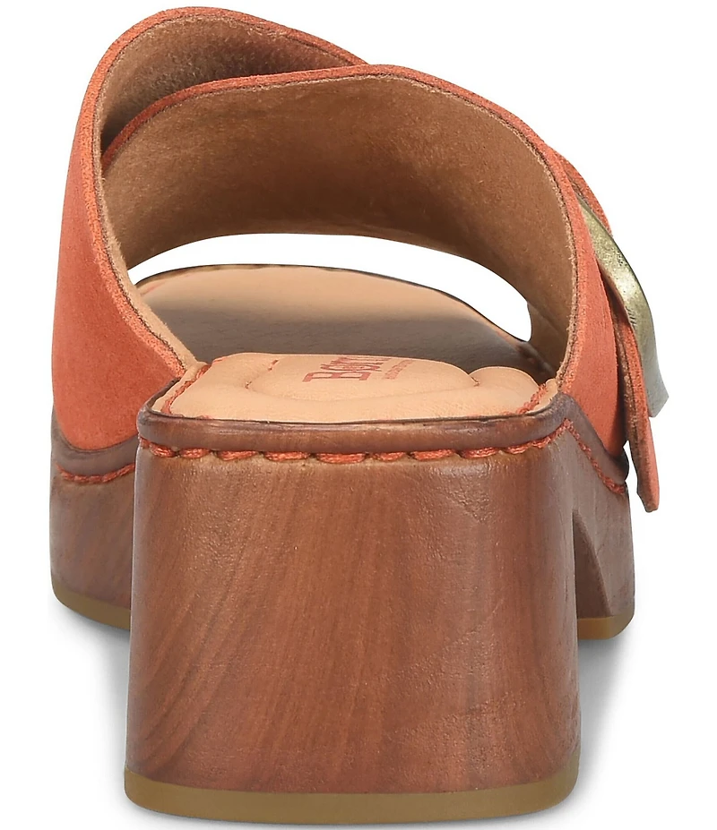 Born Bangle Suede Buckle Platform Slide Sandals