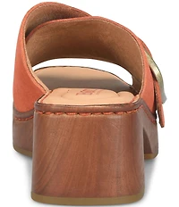 Born Bangle Suede Buckle Platform Slide Sandals