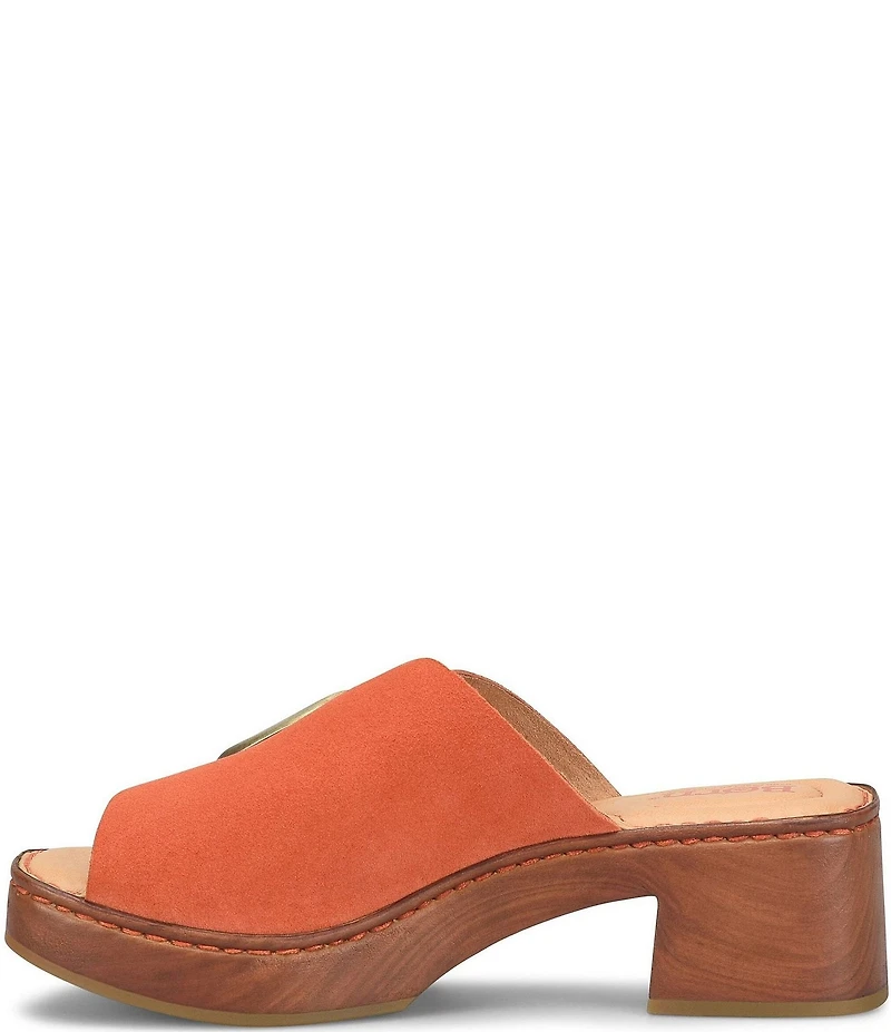 Born Bangle Suede Buckle Platform Slide Sandals