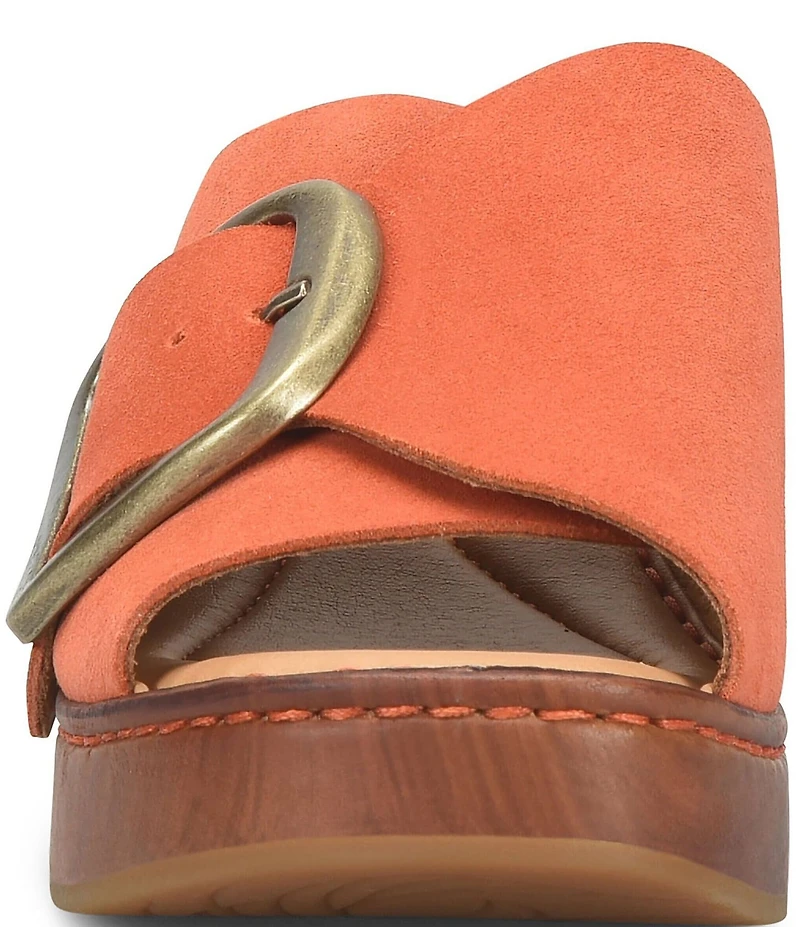 Born Bangle Suede Buckle Platform Slide Sandals