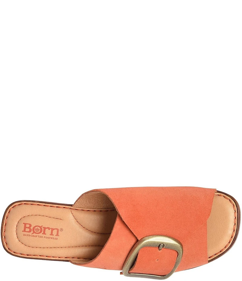 Born Bangle Suede Buckle Platform Slide Sandals