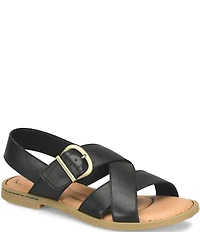 Born Beebe Leather Slingback Flat Sandals