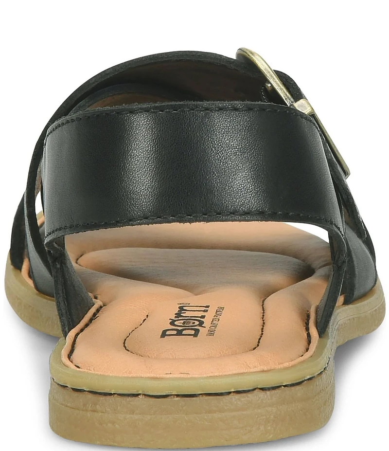 Born Beebe Leather Slingback Flat Sandals