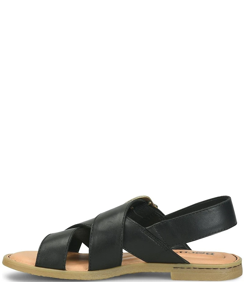 Born Beebe Leather Slingback Flat Sandals