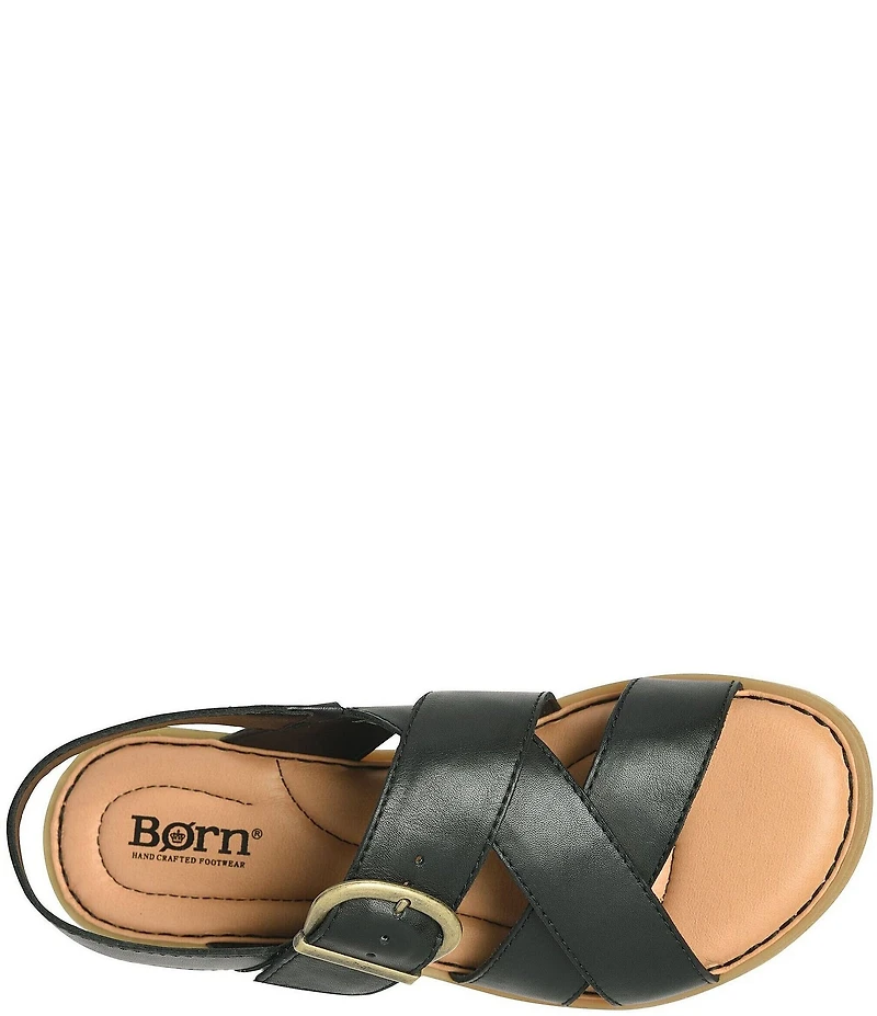 Born Beebe Leather Slingback Flat Sandals