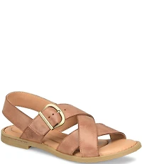 Born Beebe Leather Slingback Flat Sandals