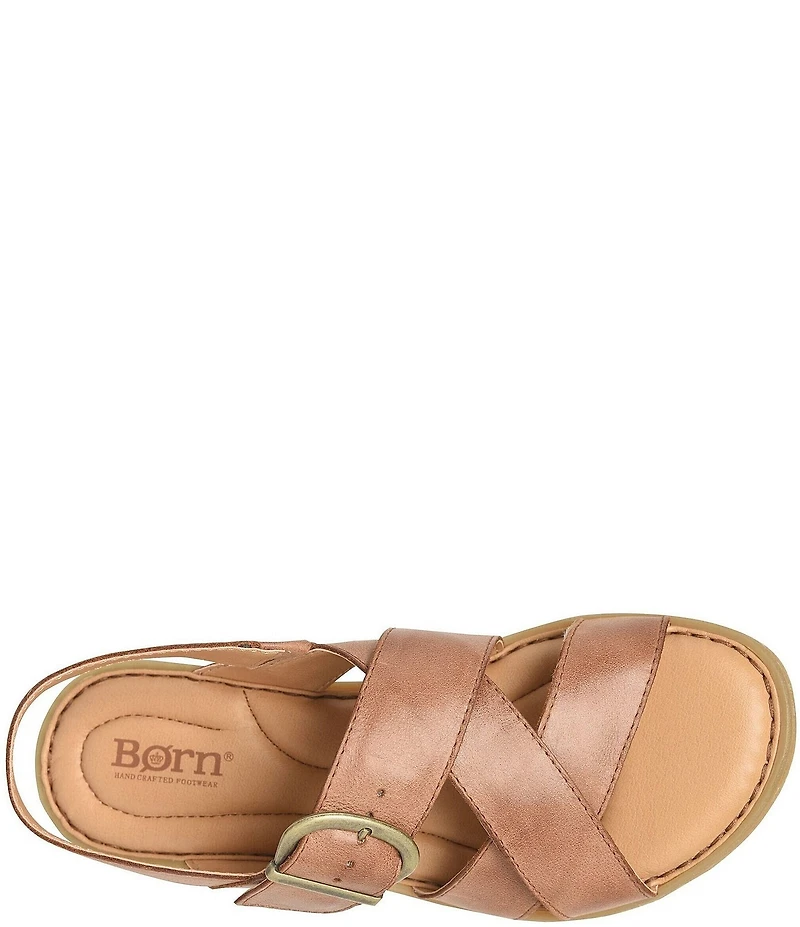 Born Beebe Leather Slingback Flat Sandals