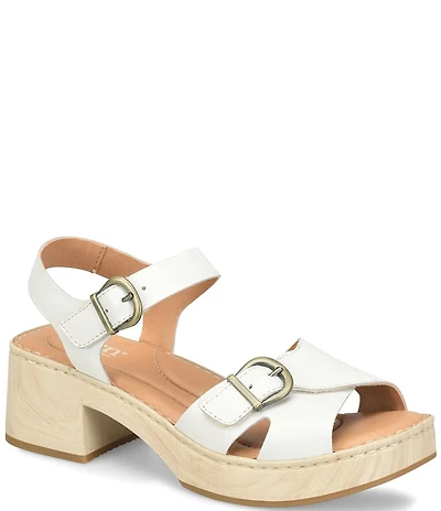 Born Bella Leather Platform Ankle Strap Sandals
