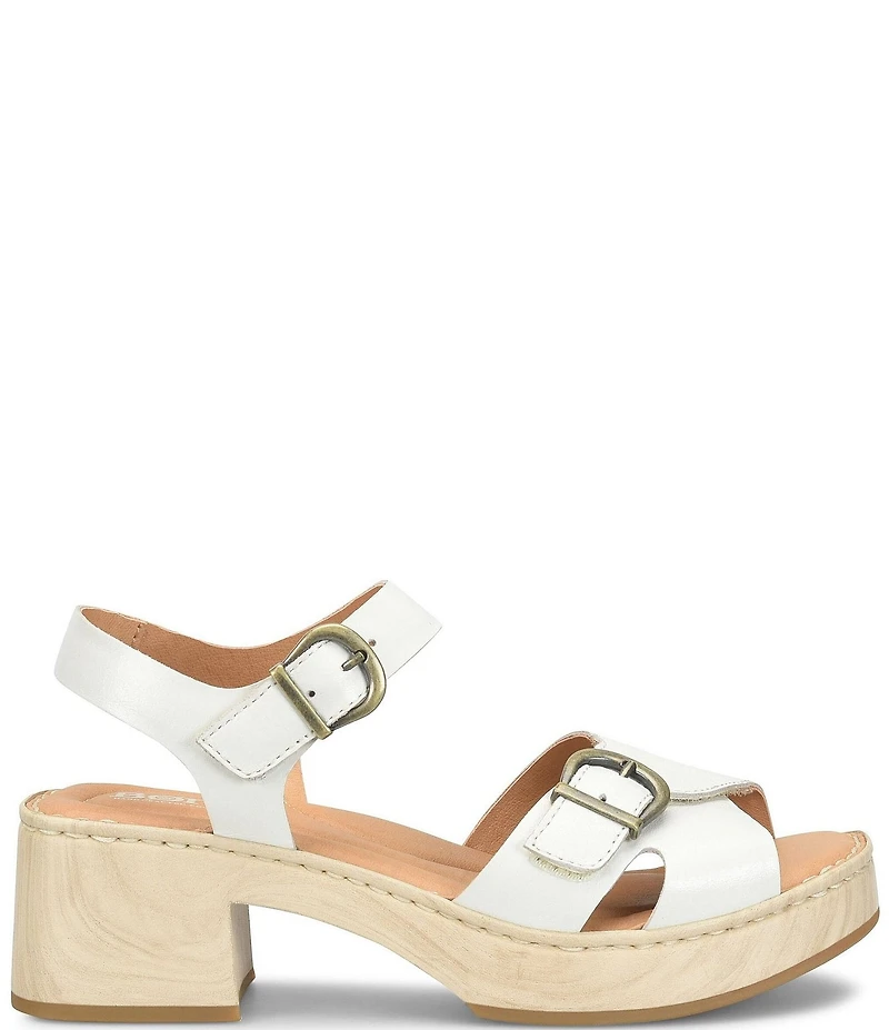 Born Bella Leather Platform Ankle Strap Sandals