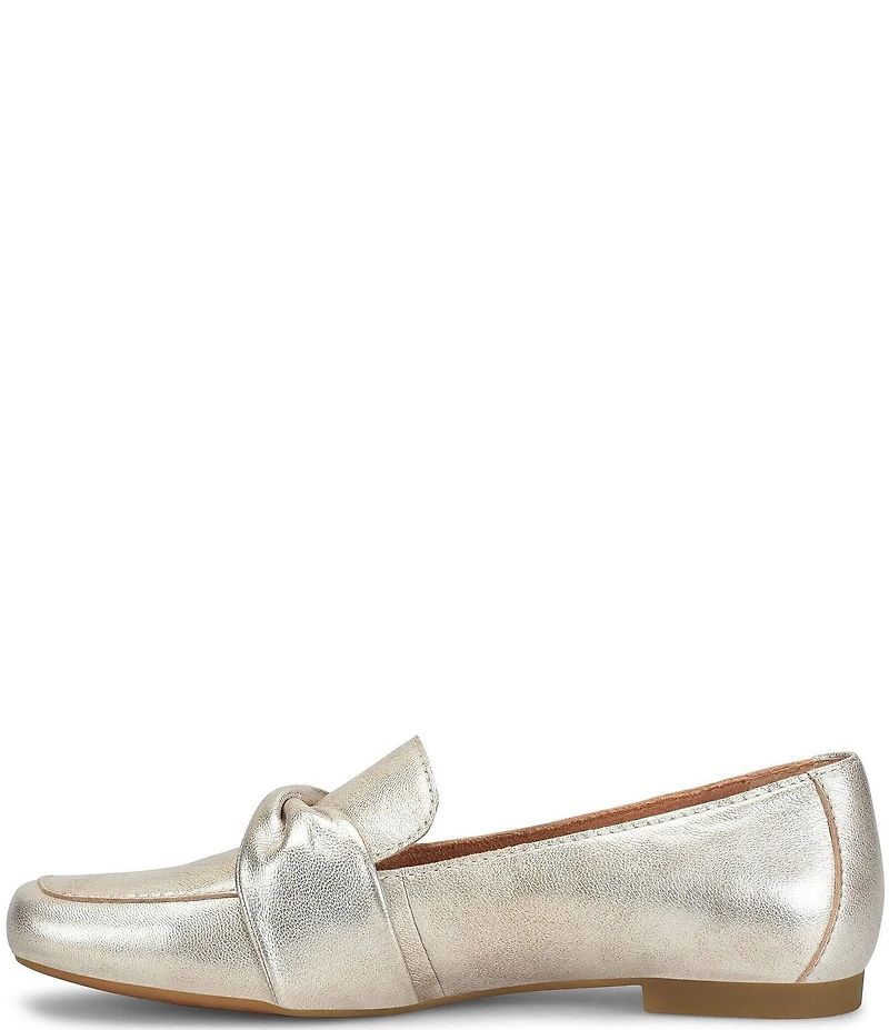 Born Bliss Metallic Leather Twist Strap Loafers