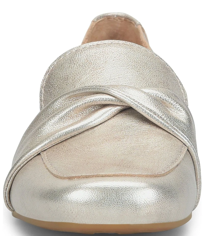 Born Bliss Metallic Leather Twist Strap Loafers