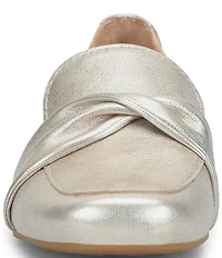 Born Bliss Metallic Leather Twist Strap Loafers