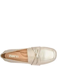 Born Bliss Metallic Leather Twist Strap Loafers