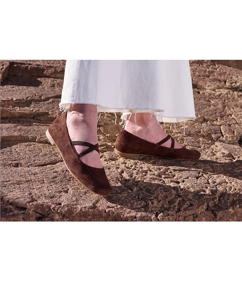 Born Brylee Suede Criss-Cross Straps Ballet Flats