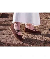 Born Brylee Suede Criss-Cross Straps Ballet Flats