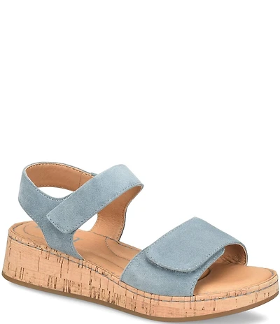 Born Cabnas Suede Hook-and-Loop Ankle Wrap Sandals