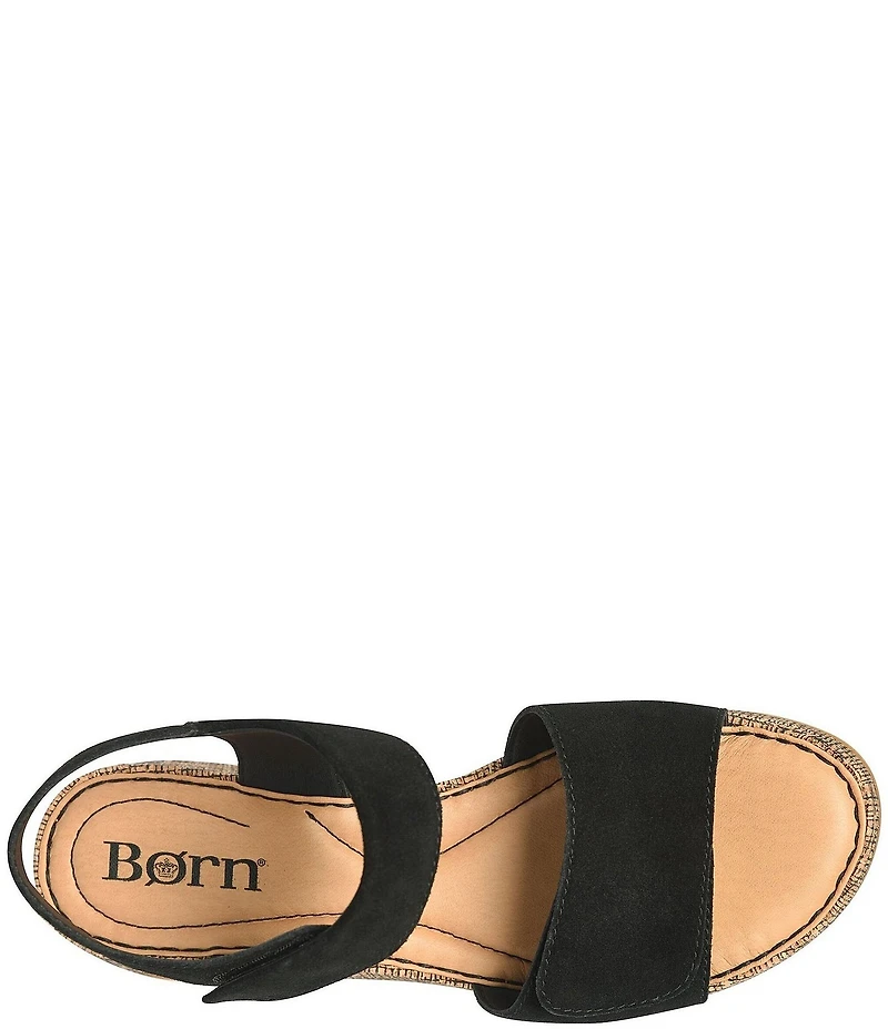 Born Cabnas Suede Hook-and-Loop Ankle Wrap Sandals