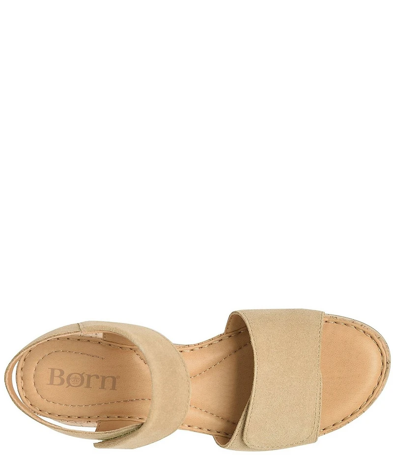 Born Cabnas Suede Hook-and-Loop Ankle Wrap Sandals