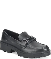 Born Carrera Leather Lug Sole Platform Buckle Loafers