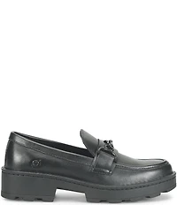 Born Carrera Leather Lug Sole Platform Buckle Loafers