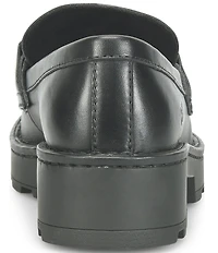 Born Carrera Leather Lug Sole Platform Buckle Loafers