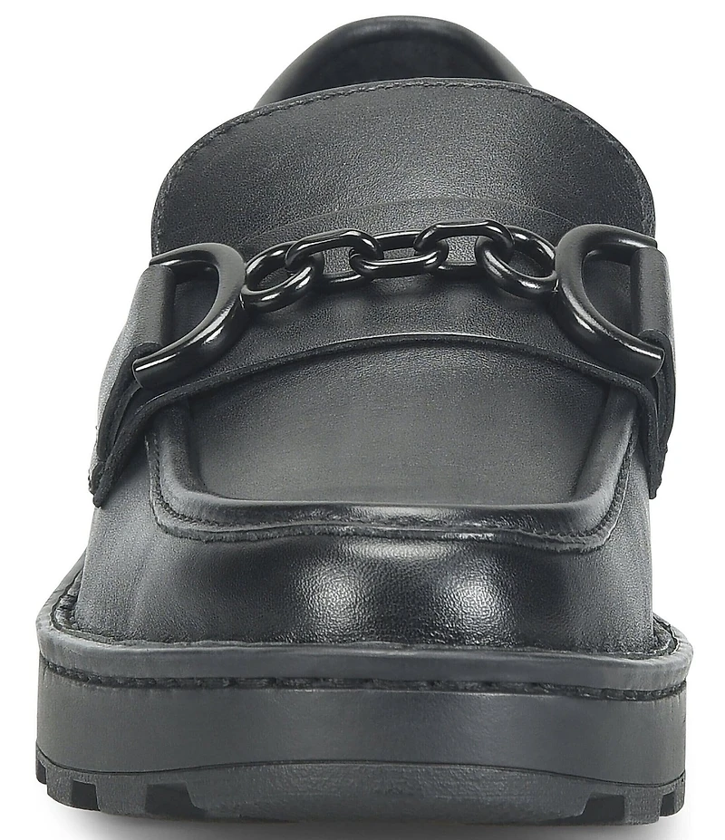 Born Carrera Leather Lug Sole Platform Buckle Loafers