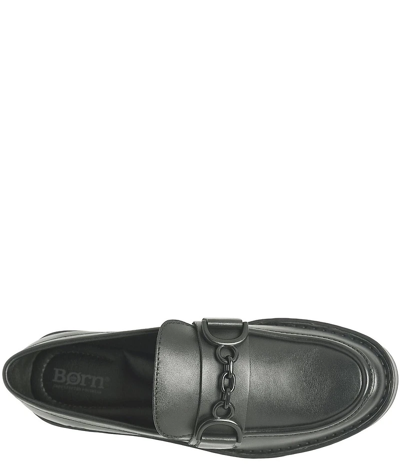 Born Carrera Leather Lug Sole Platform Buckle Loafers