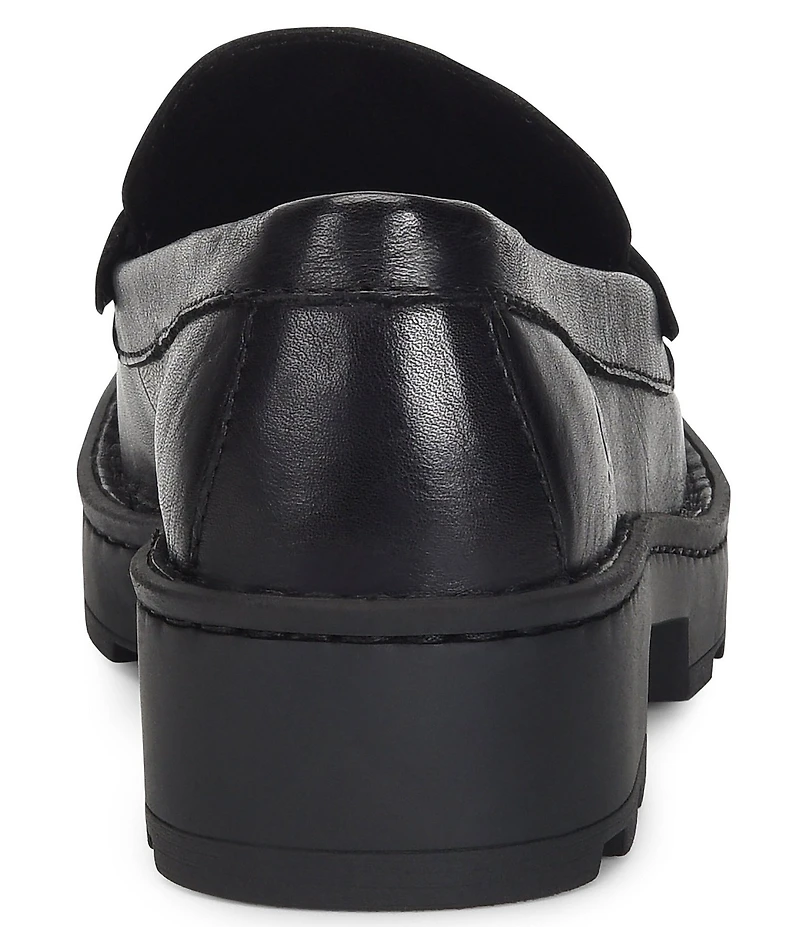 Born Carrera Leather Lug Sole Platform Penny Loafers