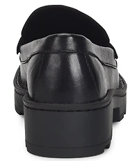 Born Carrera Leather Lug Sole Platform Penny Loafers