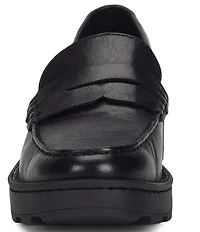 Born Carrera Leather Lug Sole Platform Penny Loafers