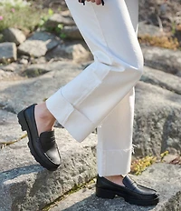 Born Carrera Leather Lug Sole Platform Penny Loafers