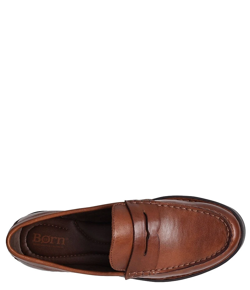 Born Carrera Leather Lug Sole Platform Penny Loafers