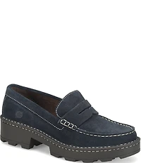 Born Carrera Suede Lug Sole Penny Loafers
