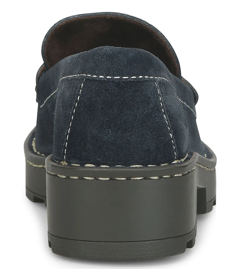 Born Carrera Suede Lug Sole Penny Loafers