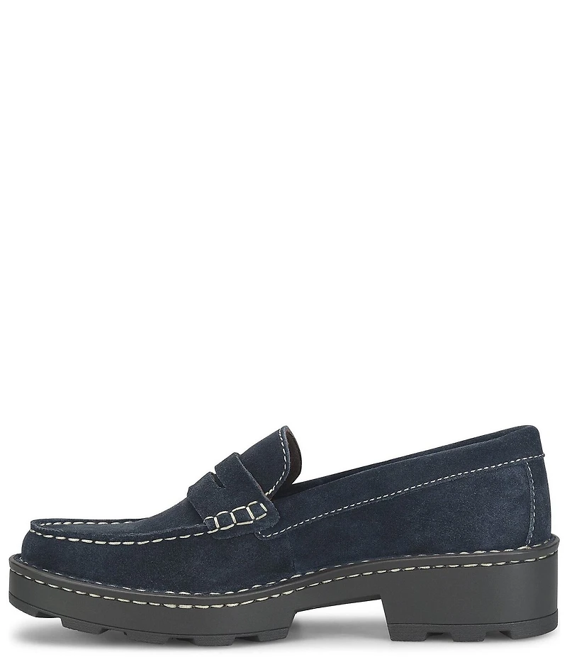 Born Carrera Suede Lug Sole Penny Loafers