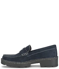Born Carrera Suede Lug Sole Penny Loafers