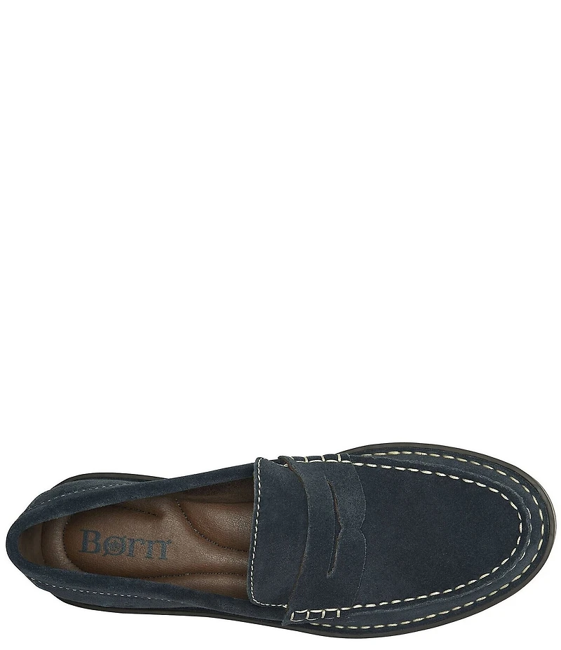 Born Carrera Suede Lug Sole Penny Loafers