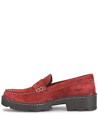 Born Carrera Suede Lug Sole Penny Loafers